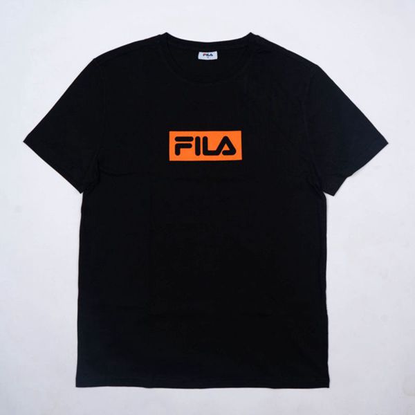 Fila Ali Oversized Women's T-Shirts - Black/Orange,NZ 298-50938